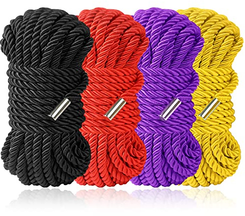 BAVIHOR Silk Rope, 32 Feet 8 mm Soft Ropes Durable Multipurpose Long Satin Braided Twisted Rope (4 Colour)