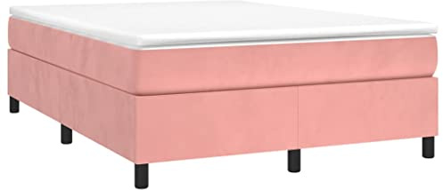 vidaXL Boxspring-sängram rosa 140x190 cm sammet, dubbelsäng, säng, säng ram, dubbelsängar, sängar, säng ramar, resårmadrass, resårmadrasser, pocketersårmadrass
