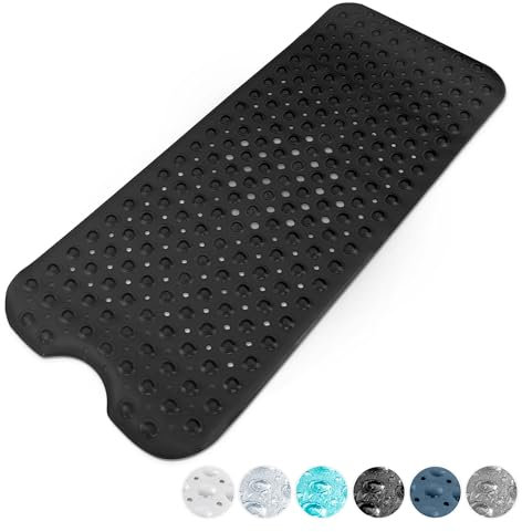 KEPLIN Premium Non-Slip Bath Mat - 200 Suction Cups, BPA, Latex Free, Mildew Resistant, Machine Washable - Safe, Durable & Comfortable for Bathroom Tubs (Black, Bath, 100 x 40cm)
