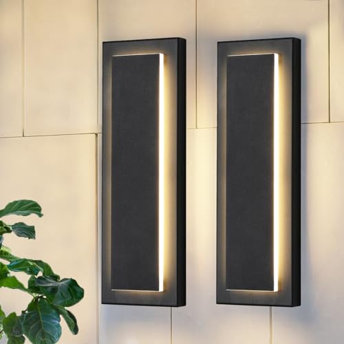 ZSMAIKU 15.7 in Outdoor Wall Sconce Light,Modern Exterior Lights Fixture,Outdoor Porch Lights for House,Patio,Outdoor Wall Lighting,3000K Warm White, 12 W 2 Packs