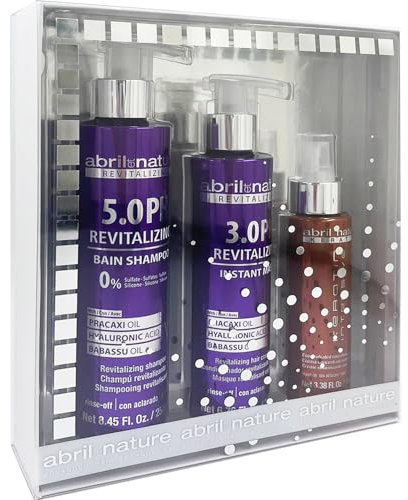 abril et nature - Set di Cura Capillare Professionale Color Prolungato - Protegge e Valorizza il Colore - Pack Shampoo, Maschera e Siero per Capelli Colorati o con Meches - Più Brillantezza - 550 ml