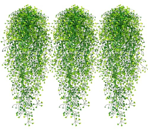 QUOZUO Fake Hanging Plants, 3pcs Faux Hanging Plants, Artificial Plants Ferns Ivy Vine for Wall House Indoor Outdoor Room Home Decor