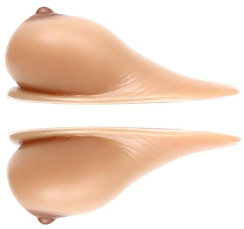 AGUTALITHIC Long Tail Teardrop Shaped Silicone Breast Forms Self-Adhesive 600-1600g/pair Fake Boobs for Transgender Mastectomy Prosthesis Bra Enhancers Inserts(1000g/Pair, Suntan)