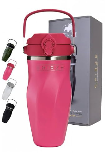 OXIRZE Shaker Bottle for Protein Mixes – Double Wall Stainless Steel, For Shakes, Water, Smoothies, Cocktails –Leak-Proof, 26oz, Copper-Insulated Blender Cup, BPA-Free No Mixing Tools Needed, (Pink)