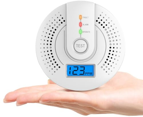 Carbon Monoxide Detector,Carbon Monoxide Alarm, CO Detector With LED display (AA Battery NOT Included) UK Patent No.: 6332482