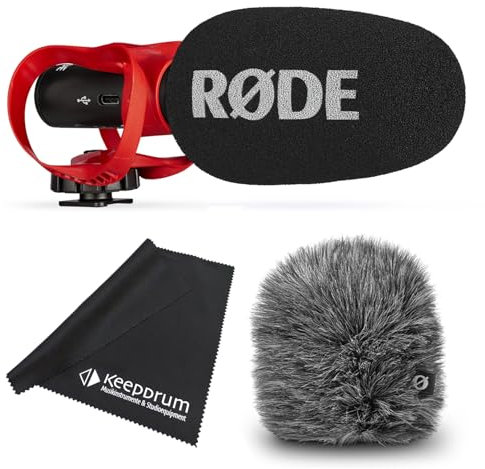 Rode Videomic Go II Helix Camera/USB Directional Microphone with WS12 Wind Protection and Keepdrum Cloth