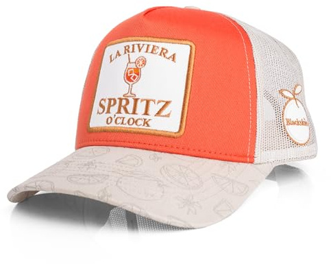 Blackskies Spritz Trucker Baseball cap | Cappellino Trucker Premium Snapback Uomo Donna Basecap - Estate Italia Cocktail Arancione Lifestyle Vintage