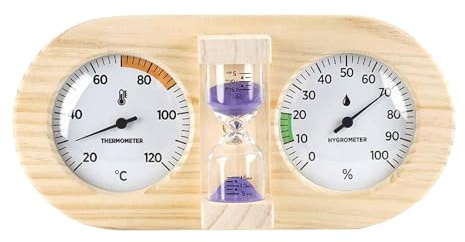 Harilla Thermomètre, hygromètre et minuteur 3 en 1 pour Sauna, Fixation Murale, hygromètre-thermographe pour hammam d'hôtel, Violet