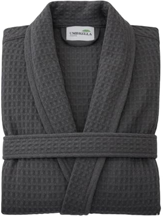 Umbrella Outdoors Waffle Bathrobes Soft Cotton spa Waffle Robes Gowns Bath Robe Hotel Lightweight - Unisex (UK, Alpha, One Size, Regular, Regular, L-XL, Grey)
