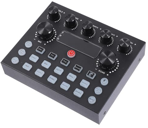Operitacx Scheda Audio Professionale per Cellulare e Tablet Effetti Voce, Regolazione Elettronica Tono, Guscio in Ferro Nero, Capacità 800, per Live Streaming e Podcast