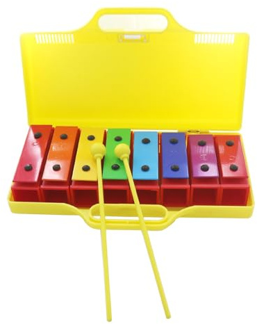 Xilofono a 8 note, glockenspiel per bambini, strumento musicale, giocattolo educativo colorato con 2 mazzuole per bambini piccoli e principianti, tasti in alluminio con intonazione
