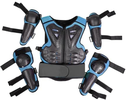 Aymzbd Kids Motocross Protectores Traje Completo de Infantil Protector Corporal para Pecho Espalda Rodillas Y Material de Espuma PP Co, Azul