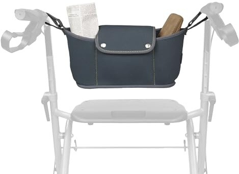 Bolsa organizadora para silla de ruedas de neopreno con fijación de , soporte para bebidas, compartimentos y cierre magnético | bolsa universal para silla de ruedas para muchos andadores con asas