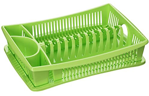 WELLGRO Abtropfgestell - Abtropfgitter - Geschirr Abtropfkorb - Abtropfständer - Abtropfschale - Geschirrabtropfständer - MADE IN EUROPE, Farbe:Grün