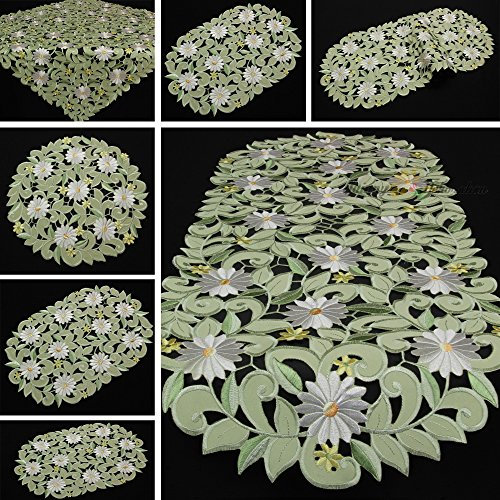 Quinnyshop Marguerite Napperon 40 cm Rond Polyester, Vert