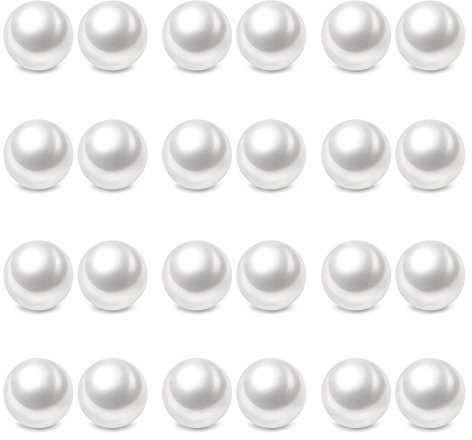 Charisma 8mm Composite Pearl Earrings Round Ball Pearls Stud Earrings Hypoallergenic 12 Pairs Imitation Pearl Earrings Set for Women