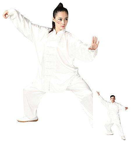 ZooBoo Unisex Rayon Tai Chi Uniforms Kung Fu Clothing (White, S)