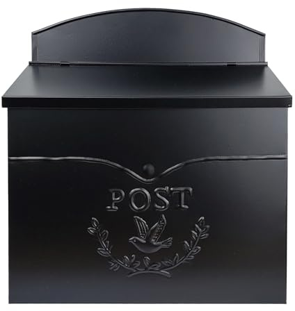 NACH Chelsea Wall Mount Mailbox for Outside, 11.5 x 5 x 13 inches, Black Mailboxes for Outside, Water Resistant Mailbox for Outside