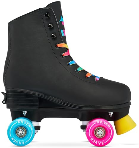 RAVEN - Rullskridskor för barn och vuxna - Slitstarka PVC-bromsar, gummihjul - Iris Black, 35-38 (22,5-24 cm)