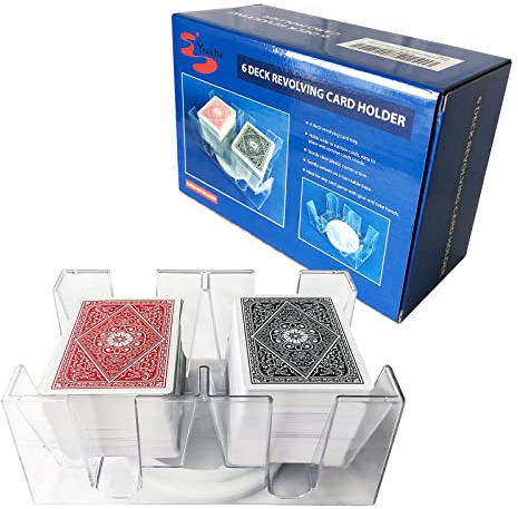 Yuanhe Canasta Playing Card Holder - 6 Deck Revolving Card Tray for Kids & Adults, Rotating Cards Holder for Poker, Canasta, Hand & Foot, Rummy, Go Fish, UNO Games