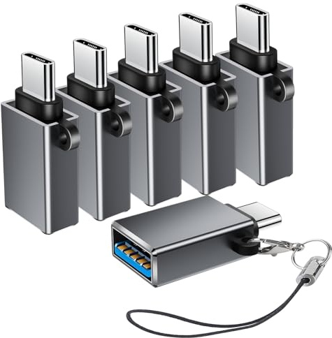 BaseNew USB C to USB Adapter 6 Pack, Type C to USB Adapter, USB C Male USB A Female OTG Adaptor, USB C Adapters for iPhone 17 16 15, MacBook Pro Air, iPad Pro, Galaxy S25 S24 S23 S22