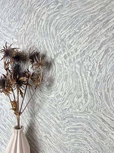 NEWROOM Tapet Grå Vliestapet Metallic Struktur - Modern 3D Optik Vågig Mönster för Vardagsrum Sovrum