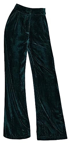 Pantalones de pierna ancha de terciopelo dorado de cintura alta para mujer, pantalones casuales, pierna recta, palacio, lounge, pantalones de noche, fiesta, trabajo, oficina, trabajo, pantalones con
