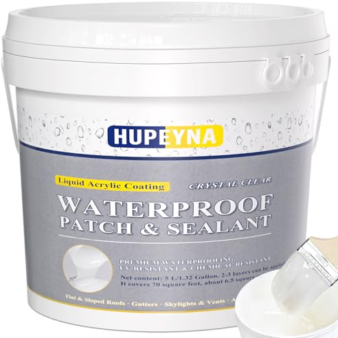 Transparenter Wasserdichter Beschichtungsmittel, Hupeyna Leck Wasserdichter Wasserdichtes Beschichtungsmittel, Universalabdichtung Waterproof Flüssigkunststoff für Innen und Außen Water Stop 5 KG