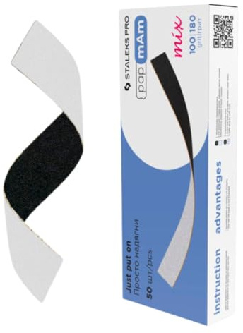 STALEKS PRO PapmAm MIX 100/180 - Confezione da 50 buste per lime per unghie, in cartone, 140 x 20 mm, colore: Nero/Bianco