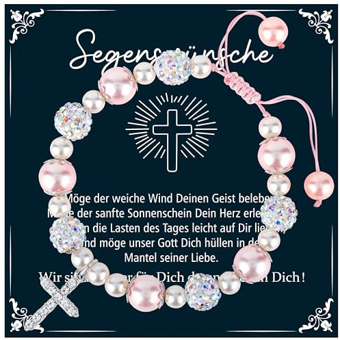 Shoppawhile Kommunion Geschenke für Mädchen Armband Erstkommunion Geschenke Mädchen Armband mit Kreuz