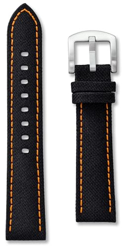 Bracelet de montre en toile de voile noire | 18 mm 20 mm 22 mm 24 mm | Coutures noir gris blanc bleu jaune orange rouge | Nylon haut de gamme | Bracelet de rechange en toile de voile de course |