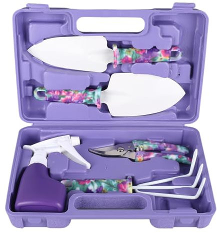 5 Pièces Outillage de Jardin, Jeu d’Outils de Jardinage en Fer Outils à Main de Jardinage avec Boîte de Rangement pour Cultiver Le Jardinage à Domicile en Plein Air