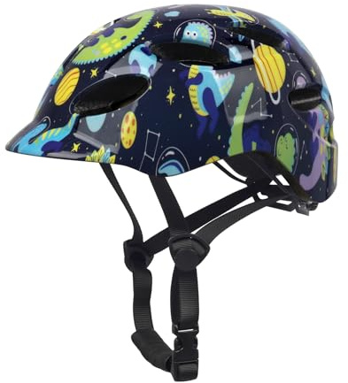 Kids/Youth Bike Helmet for Boys Girls and Teens, Adjustable and Multi-Sport for Bicycle, Kick Scooter, Skateboard, Roller/Inline Skate (Space Dinosaur)