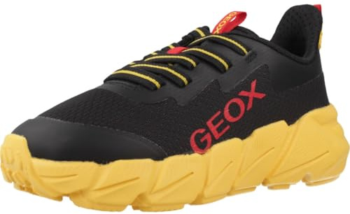 Geox J FLEXYPER Fast Boy Sneaker, Nero/Giallo, 32 EU, Nero Giallo, 32 EU