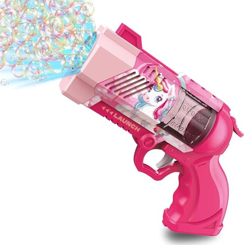 Blubbel Seifenblasenpistole, LED Seifenblasenmaschine, 120ml Seifenblasenflüssigkeit Tank, Seifenblasen Pistole, Blasen Kanone, Luftblasen Bazooka Bubble Gun, Geschenke für Kinder, Hochzeit