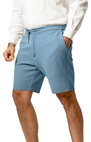 Bermuda da Uomo Estivi in Cotone - Pantaloni Corti sartoriali in Tinta Unita con Lunghezza Classica- Chiusura con Bottone - Short Casual Sportivo (IT, Numero, 50, Regular, Regular, Iceberg)
