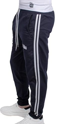 XTREME BOXING - Långa träningsbyxor, lätta bomullsjoggare för män, lätta sporter perfekt för hem, gym, löpning, sport, jogging och fritid XP206, Blå, S
