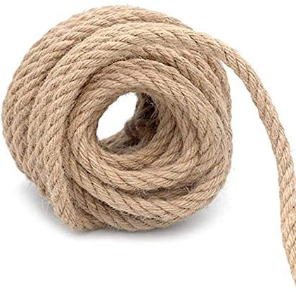 Cuerda,Cordel, Cuerda de yute, cuerda de Manila retorcida, hilo de yute, hilo de cáñamo for jardín, uso marino, proyectos de bricolaje, manualidades, uso comercial, uso interior y exterior.(18mm,10m)