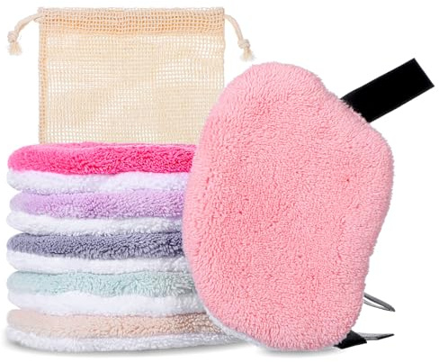 YUXMU 6 almohadillas desmaquillantes lavables, reutilizables, de microfibra, para el rostro, con bolsa de malla para todos los tipos de piel