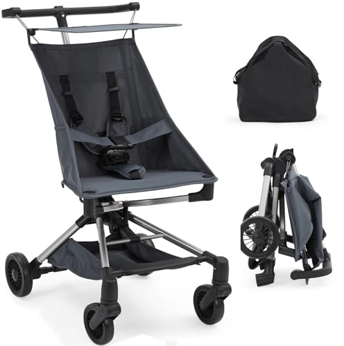 Garvee Poussette Canne Ultra Légère - Poussette Bébé Compacte <10 LBS Pour Avion Avec Sac De Transport, Pliable à Une Main, Canopée Réglable, Roues 360°, Harnais 3 Points, Poussette Voyage 6-36 Mois