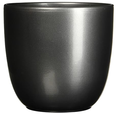 Annastore Blumenübertopf Tusca aus Keramik - Übertopf - Blumentopf - Übertöpfe - Blumentöpfe (Anthrazit, H 23 cm - Ø 25 cm)