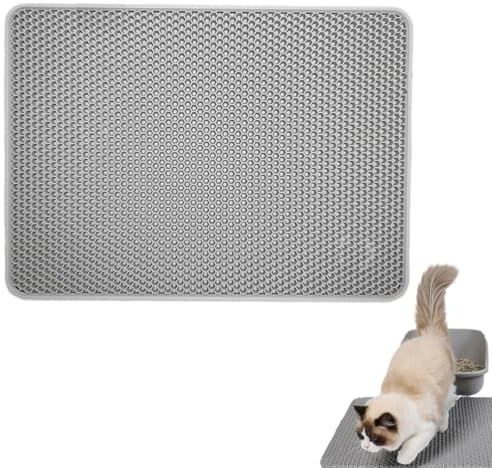 QEXUJOW Rivestimenti per lettiere per gatti,Tappetino per lettiera per gatti a doppio strato, tappetino per lettiera con filtro ad alta efficienza, adatto per gatti domestici (30 * 45 cm)