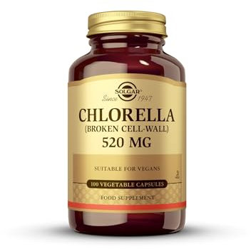 Solgar, Clorella 520 mg (de pared celular rota), Clorofila obtenida de micro alga verde, 100 Cápsulas vegetales