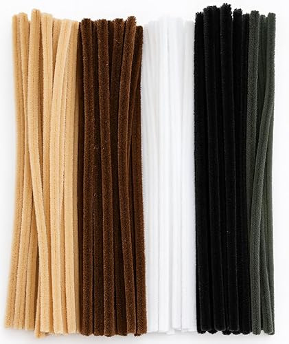 Pipe Cleaners for Craft Flowers, 100 Skin Tone Chenille Stems, 30cm Thick