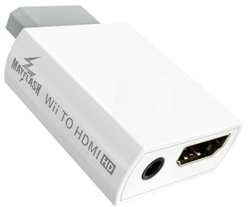 MAYFLASH Wii to HDMI Converter 1080P for Full HD Device, Wii HDMI Adapter with 3,5mm Audio Jack&HDMI Output Compatible with Wii, Wii U, HDTV, Monitor-Supports Wii Display Modes 720P, NTS