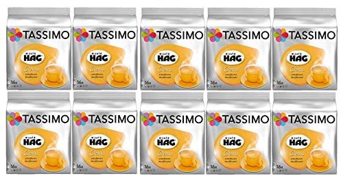 Tassimo Cafe HAG Crema Decaffeinated Coffee 16 pods - 10 Pack (160 Servings)