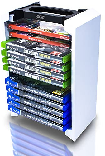 Tour de rangement jeux PS4 - universelle pour Stockage 12 disques ou Blu-Ray Support PS5, Xbox One, Series X/S, Nintendo Switch et