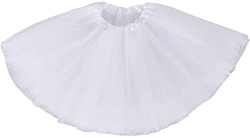 Ruiuzioong Gonna da Donna Teen Tutù Rock Adulti Classica Elastica a 4 Strati di Tulle Tutù Gonna per Travestimento, Balletto, Festa, Danza, bianco, Taglia unica