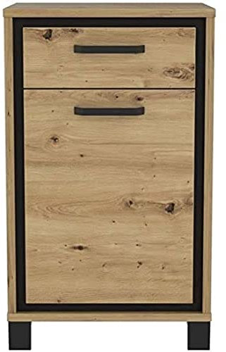 FORTE TRONDHEIM Schuhschrank mit 1 Tür und 1 Schublade, Holzwerkstoff, Artisan Eiche / Schwarzeiche, B xH x T: 54,4 x 90,9 x 41,5 cm
