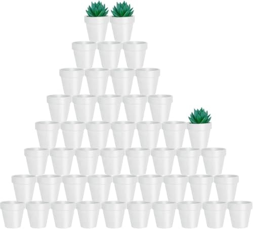 vensovo 48 Pcs Tiny Terracotta Pots - 5 CM White Small Mini Clay Pots with Drainage Holes Flower Nursery Terra Cotta Pots for Indoor/Outdoor Succulent Plants, Crafts, Wedding Favor